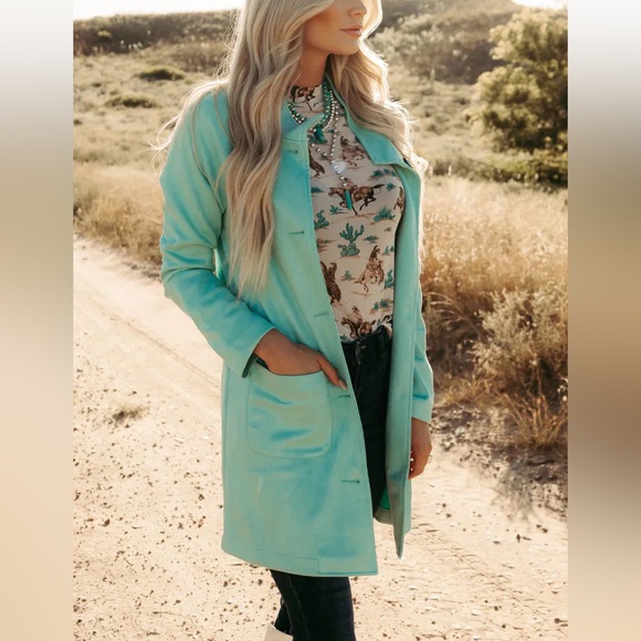 Sterling Kreek Turquoise Suede Unlined light coat - Picture 3 of 16